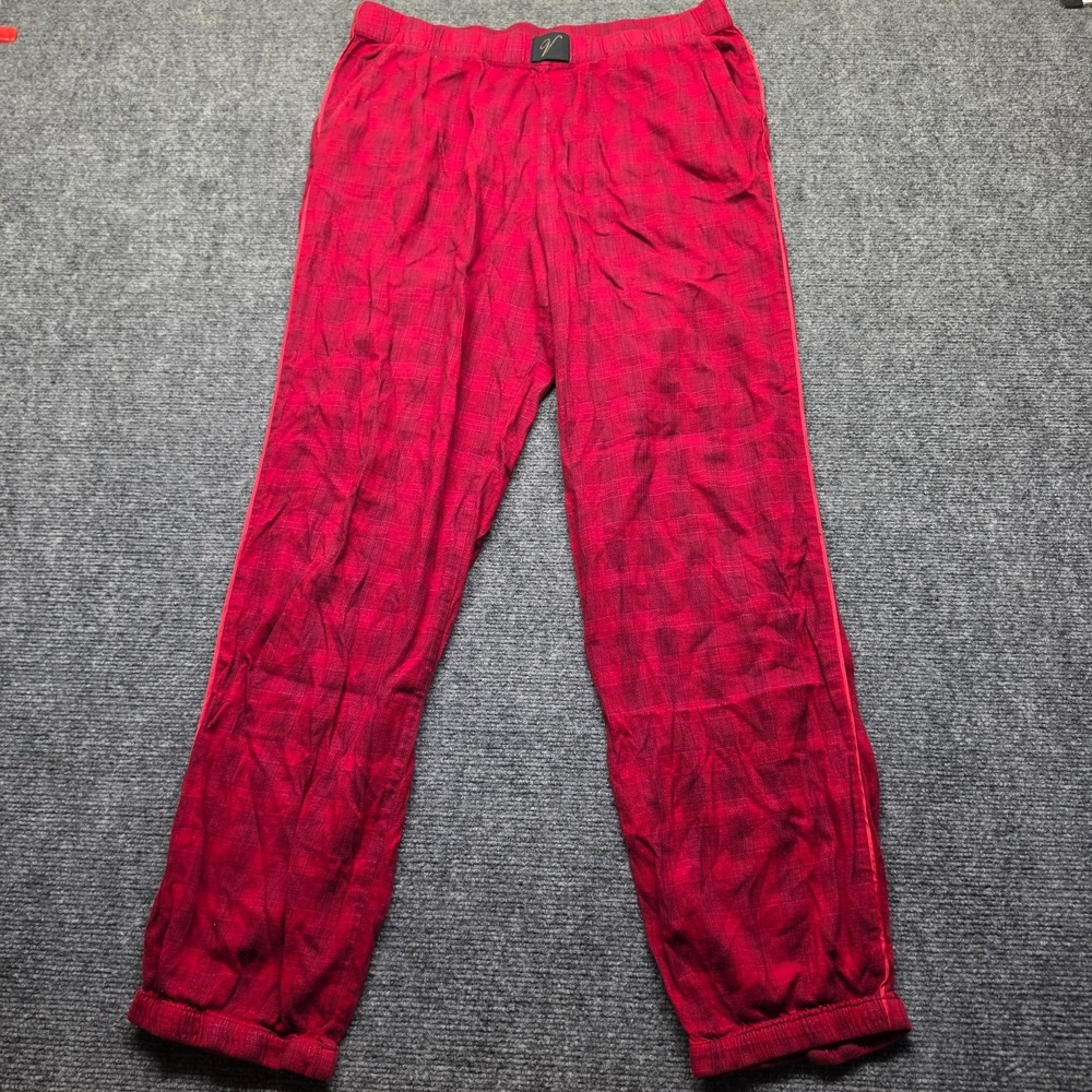 Victoria Secret Red Metallic Sparkle Plaid Pajama Jogger Pants Medium Long M